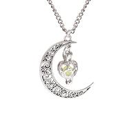 Valentine's Day Couple 1PC Luminous Moon Stone Necklace Hollow Luminous Moon Whirlwind Rotating Bead Necklace Magical Fairy Glowing (Green, One Size)