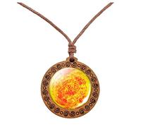 Valentine's Day Couple Eight Planets Necklace Pendent Double Sided Glass Universe Galaxy Solar System Necklace For Women (A, One Size)