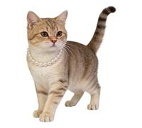 Valentine's Day Couple Elegant Pearl Choker Necklace For Small And Cats With Adjustable Secure Closure (White, S)