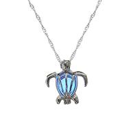 Valentine's Day Couple Glow In The Dark Necklace Silver Plated Glowing Sea Turtle Necklace Glowing Glow Pendant Halloween Jewelry (B, One Size)