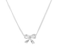 Valentine's Day Couple Gold And Silver Two Tone Bow Necklace Stainless Steel Elegant And Durable Perfect For Everyday Wear Or Gifting For Women (Silver, One Size)