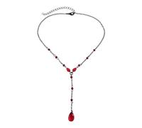 Valentine's Day Couple Gothic Blood Drop Tassel Choker Necklace Simulates Blood Drop Metal Color Perfect Necklace Gift (C, One Size)