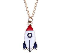 Valentine's Day Couple Korean Star Astronaut Series Necklace Cartoon Cute Rocket Lilliputian Pendant Long Necklace Christmas Long Womens Clothing Accessories (G, One Size)