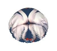 Valentine'S Day Couple Of Swans Heart Double Layered Shower Cap For Women Reusable Suitable For Bathing Spa