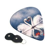 Valentine'S Day Couple Of Swans Heart Guitar Plectrums, 6 Guitar Plectrums, Double Sided Printing, For Acoustic Guitar, Bass, Ukulele, Electric Guitar (0.46 Mm 0.71 Mm 0.96 Mm)