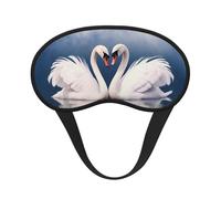 Valentine's Day Couple of Swans Heart Sleep Mask for Side Sleeper Soft Breathable Sleeping Eye Mask Blackout Silk Eye Sleep Shade Cover with Elastic Strap Night Blindfold for Women Men Travel Nap