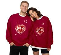 Valentine's Day Couples Sweatshirt His and Her Matching Outfits Sets Funny Love Heart Graphic Couples Long Sleeve Crew Neck Pullover Top