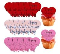 Valentine's Day Cupcake Toppers Acrylic Heart Discs Mirror Design Cake Toppers Heart Shape Cupcake Picks Decor for Valentines Anniversary Wedding Baking Party Decoration (15 Pcs)