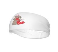 Valentine's Day Cute Doodle Bear L Headbands Men Women Non Slip Wicking Sports Sweatband for Gym Basketball Yoga Hairbands