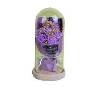 Valentine's Day Decor 1PC Valentine's Day Glass Floral Lamp Eternal Memorial Suitable for Desktop Decoration and Lighting (C,One Size)