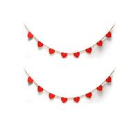 Valentines Day Decor, Love Heart Shaped Wooden Hanging Banner with Beads for the Home, Fireplace, Wall, Office