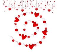 Valentine's Day Decorations,2.5 Meter Long Felt Hearts Hanging Decorations,Heart Shaped Felt Garland - Suitable For Use In Home, Bedroom, At Fireplace, For Wedding, Wall And On