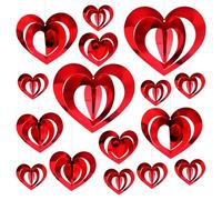 Valentines Day Decorations, 32 Pcs Red Love Heart Hanging Romantic Decorations, Swirl 3D Valentines Decor for Valentine's Day, Wedding, Engagement, Anniversary and Birthday Parties