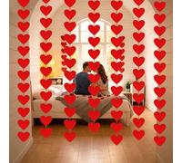 Valentines Day Decorations 72 Red Hearts Felt Garland Hanging String No DIY Perfect for Anniversary Home Decoration Party Decor Red Valentine's Day Wedding Engagement Romantic Birthday Supplies
