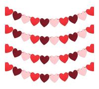 Valentines Day decorations - Felt Love Red Heart Garland, Heart Shape Hanging Decorations, Valentines Bunting Banner for Birthday Wedding Anniversary Party Photo Props Curtain