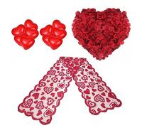 Valentines Day Decorations Kit 2000 Pcs Red Rose Petals 10 Pcs Heart Balloons I Love You Felt Garland for Table Runner for Valentines Decor Wedding Anniversary Engagement Valentine's Gifts