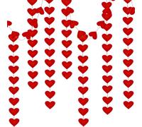 Valentines Day Decorations - Red Felt Hanging Heart Garland,Valentines Hanging Decorations No DIY for Party Oranment Suppiles,Red Hearts Hanging String Garland for Engagement Wedding Anniversary