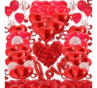 Valentines Day Decorations Set,Happy Anniversary Decorations Romantic with I love you balloons,love decorations,Rose Petals and Heart Balloons,Anniversary Balloons for Weddings (LoveSet)