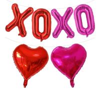 Valentines Day Decorations XOXO Balloons 18 Inch Heart Balloons for Valentines Day Galentines Day Wedding Party Decorations