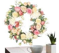 Valentine's Day Decorative Wreath - Round Artificial Door Wreath | Handmade Floral Garlande for Romantic Candlelight Dinner Entrance Wedding Decor