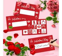 Valentine's Day DIY Scratch Cards, 50 Pack Romantic Love Theme Cards for Couples, Anniversary and Date Night Activities, Red and White Design