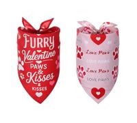 Valentines Day Dog Bandana, Holiday Large Dog Bandanas 2 Pack, Triangle Reversible Valentine's Day Pet Bandanas,Love Kiss Print, Bandana for Large Dogs