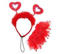 Valentine's Day Dog Clothes | Adorable Red Heart Headband with Ribbon Dog Collar | Valentine's Day Holiday Costume for Dogs Big About Small Hearts for a Festive Look Featuring a Heart Shaped Headband