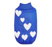 Valentine's Day Dog Clothes Pet Sweaters Clothes Heart Pattern Knitted Dogs Winter Warm Vest Jumpsuit(Blue,XL)