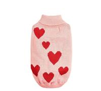 Valentine's Day Dog Clothes Pet Sweaters Clothes Heart Pattern Knitted Dogs Winter Warm Vest Jumpsuit(Pink,L)
