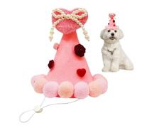 Valentine's Day Dog Hat - Valentine's Day of the Domestic Animal of the Pink Heart of Plush Balls, Valentine's Day Dog Hat | Accessories