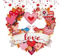 Valentine's Day Door Decorations - Hearts Love Sign as Decoration - Rustic Front Door Hanging Decorations for Interior Decoration Living Room Bedroom Window Wedding Couples