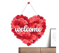 Valentine's Day Door Sign - Sign Rustic Happy Valentines Day Decor Heart Welcome Sign | Valentine's Day Hanger Sign, Paper Heart Door Hanger for Porch, Front Door, Wall