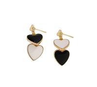 Valentine's Day Double Heart Drop Dangle Earrings for Women Alloy Lightweight Statement Love Stud Earrings Mother's Day Gift Jewelry, Acrylic, No Gemstone