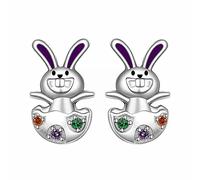 Valentine's Day Earrings Cartoon Cute Bunny Dangling Rabbit Earrings Happy Easter Egg Carrot Earring Easter Cartoon Cute Rabbit (B, One Size)