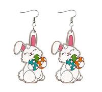 Valentine's Day Earrings Easter Bunny Carrot Earrings Acrylic Happy Spring Gnome (G, One Size)