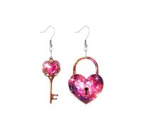 Valentine's Day Earrings for Women Acrylic Love Earrings Envelope Rose Heart Wings Concentric Lock Earrings Retro Red Valentine's Day Earrings Romantic Valentine's Day Earrings Valentine's Day Wedding