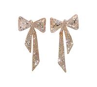 Valentine's Day Earrings Gold Bow Rhinestone Earrings Thin Dangle Elegant Rhinestone Wedding Women Accessories Jewelry For Women (Gold, One Size)