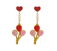 Valentine's Day Earrings Shinning Love Heart Shaped Acrylic Drop Earrings for Women Lightweight Balloon Bowknot Milk Tea Coffee Cup Dangle Earring Holiday Jewelry, Rhinestone, Agate