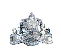 Valentine's Day Exquisite Super Five Pointed Star Geometric Ring Full Ring Personality Retro Trend Geometric (Silver, A)