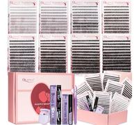 Valentine's Day Eyelash Gift Set 1896Pcs DIY Lash Extension Kit With 8 trays of mixed-style lashes Bond&Seal Remover Tweezer Lash Curler Individual Lash Set for Easy At-Home Use(8-18mm D-Curl)
