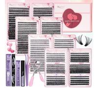 Valentine's Day Eyelash Gift Set 2478 Pcs 8-18mm D-Curl Eyelash Extension Kit With bond & seal remover tweezer Eyelash curler Individual lash sets for easy DIY at home Suitable for any occasion