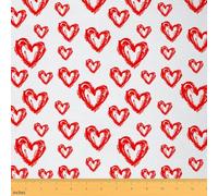 Valentine's Day Fabric by The Yard,Red Hearts Flannel Polyester Fabric,Abstract Love Hearts Pattern Quilting Supplies for Sewing,Watercolor Cartoon DIY Crafts,2 Yards,72" L x 59" W