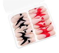Valentine's Day False Nails With French Tips Matte Heart Pattern Press On Nails Acrylic Artificial For Party 48Pcs Heart Pattern Press On Nail