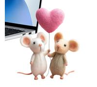 Valentines Day Felt Mice Figures - Handmade Lightweight Charming Decoration,Wool Mouse Couple Figurine | for Christmas Birthday Home Decoration Collection