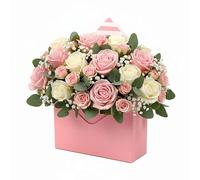 Valentine's Day Floral Envelope Box - Empty Flower Stripe Paper Box Florist Bouquet Packaging Boxs, Florist Flower Bags for Mother's Day Birthday Wedding Party Gift Packaging (Pink strip A)