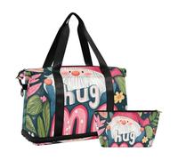Valentines Day Floral Leaves Luggage Travel Bag Carry On Personal Item Bag with Toiletry Bag for Travel Large Capacity, One Size