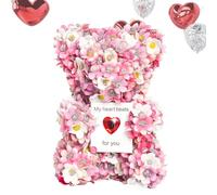 Valentine's Day Flower Bear | Handmade rsse Bear | Lifelike Floral Arrangement | Romantic Table Decoration | Beautiful Artificial Flower Bear for Her, Wife, Mom | Unique Gift for Loved