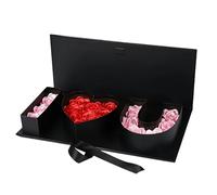 Valentines Day Flower Gift Box, I Love You Heart-Shaped Gift Box,Rose Bouquet Empty Cardboard Gift with I Love U Design, Perfect for Valentine’s Day, Anniversary, Or Romantic Occasions (black2)