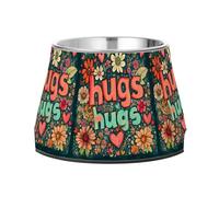 Valentines Day Flowers Heart-Shaped Buttons Raised Pets Food Bowls Enhanced Stainless Steel Pets Basic Bowls for Small Pet Slow Down Eating