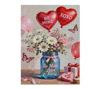 Valentine's Day Flowers Jigsaw Puzzle for Adults 500 Pieces, Pink and White Daisy Flowers, Fun and Challenging Family Game, Romantic DIY Puzzle for Couples, Gift Idea, 20.5x15 in